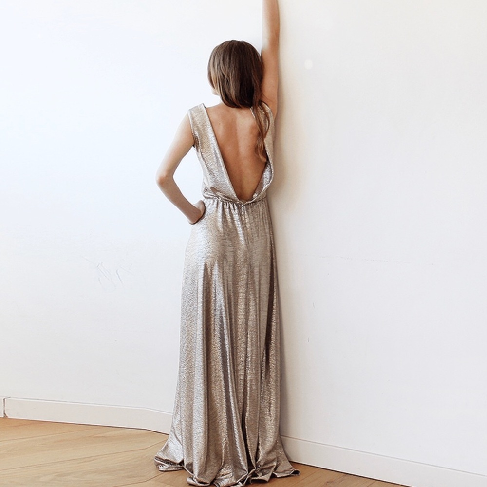 Bridesmaids dress sparkly backless gold